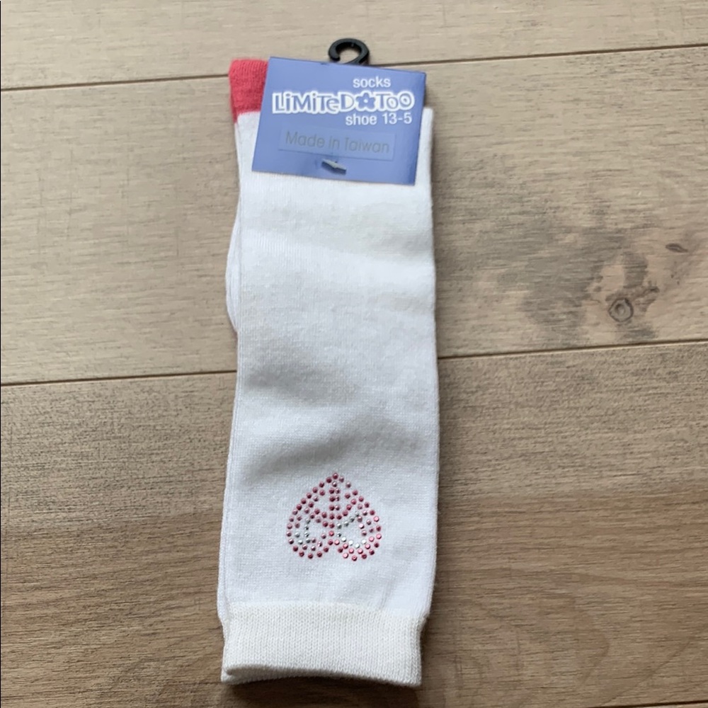 Limited Too White and Pink Heart Socks